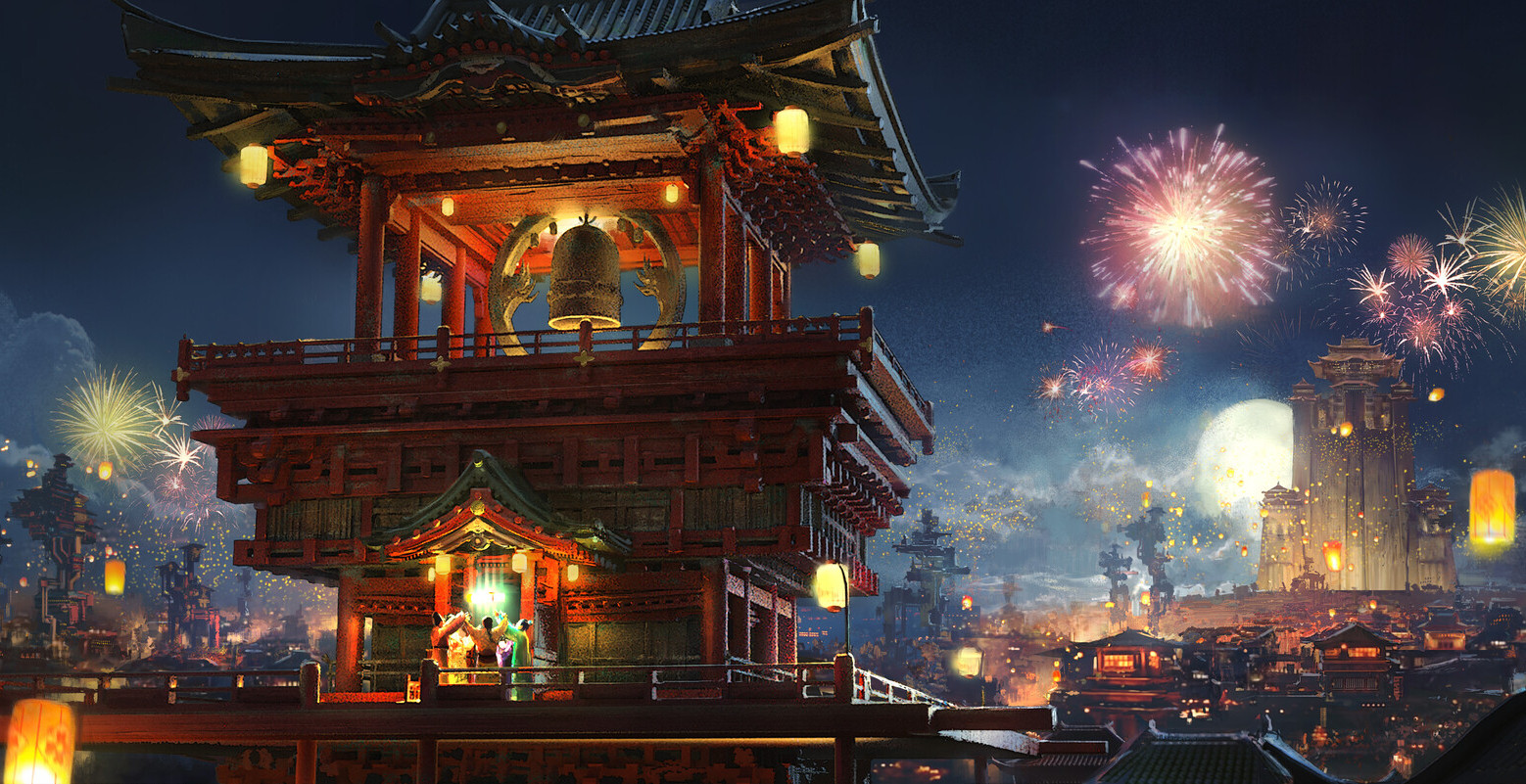 非常不错的一组国风场景插画作品欣赏!赏心悦目的作品!